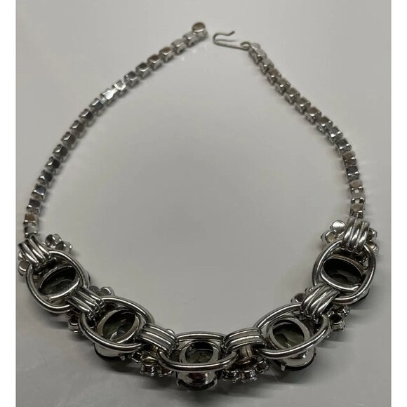 Juliana D&E CLEAR & SMOKY RHINESTONE 5 LINK NECKLACE Chunky Collar Vintage AL4.2 - Picture 12 of 16